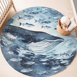 Ozean Wal Teppich Meerestiere Teppich Ocean Lover Wohnkultur Kinderzimmer Kinderzimmer Matte Runde Badematte Kreis Küche Bodenmatte Wohnzimmer Teppich