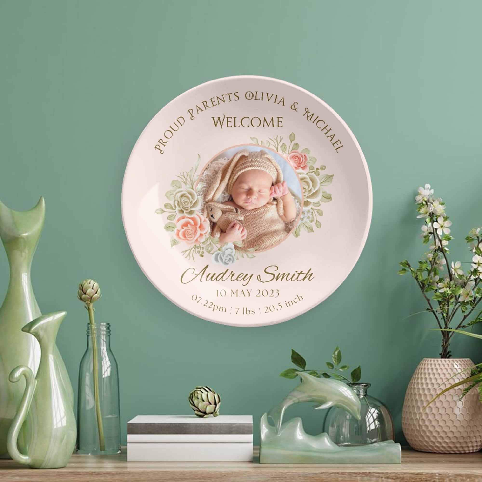 Baby Arrival Sign Birth Announcement Custom Photo Plate Baby Keepsake baby-arrival-sign-birth-announcement-custom-photo-plate-baby-keepsake