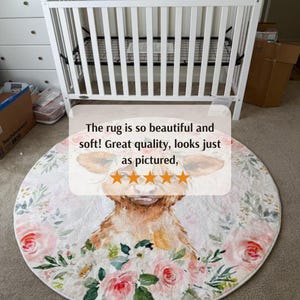 Personalized Ballerina Elephant Rug, Floral Nursery Carpet image 15