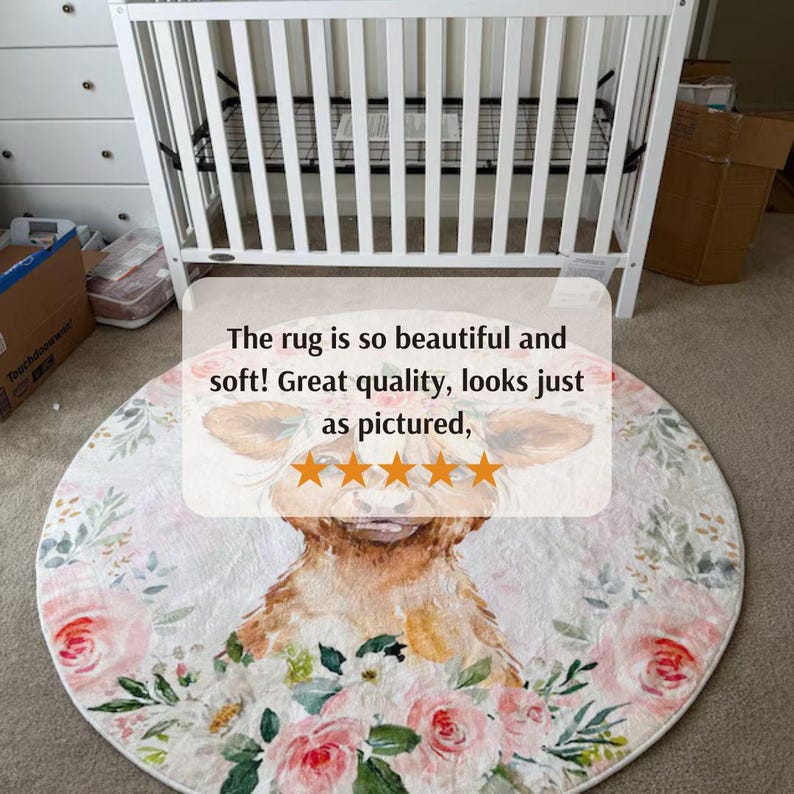 Personalized Ballerina Elephant Rug, Floral Nursery Carpet image 15