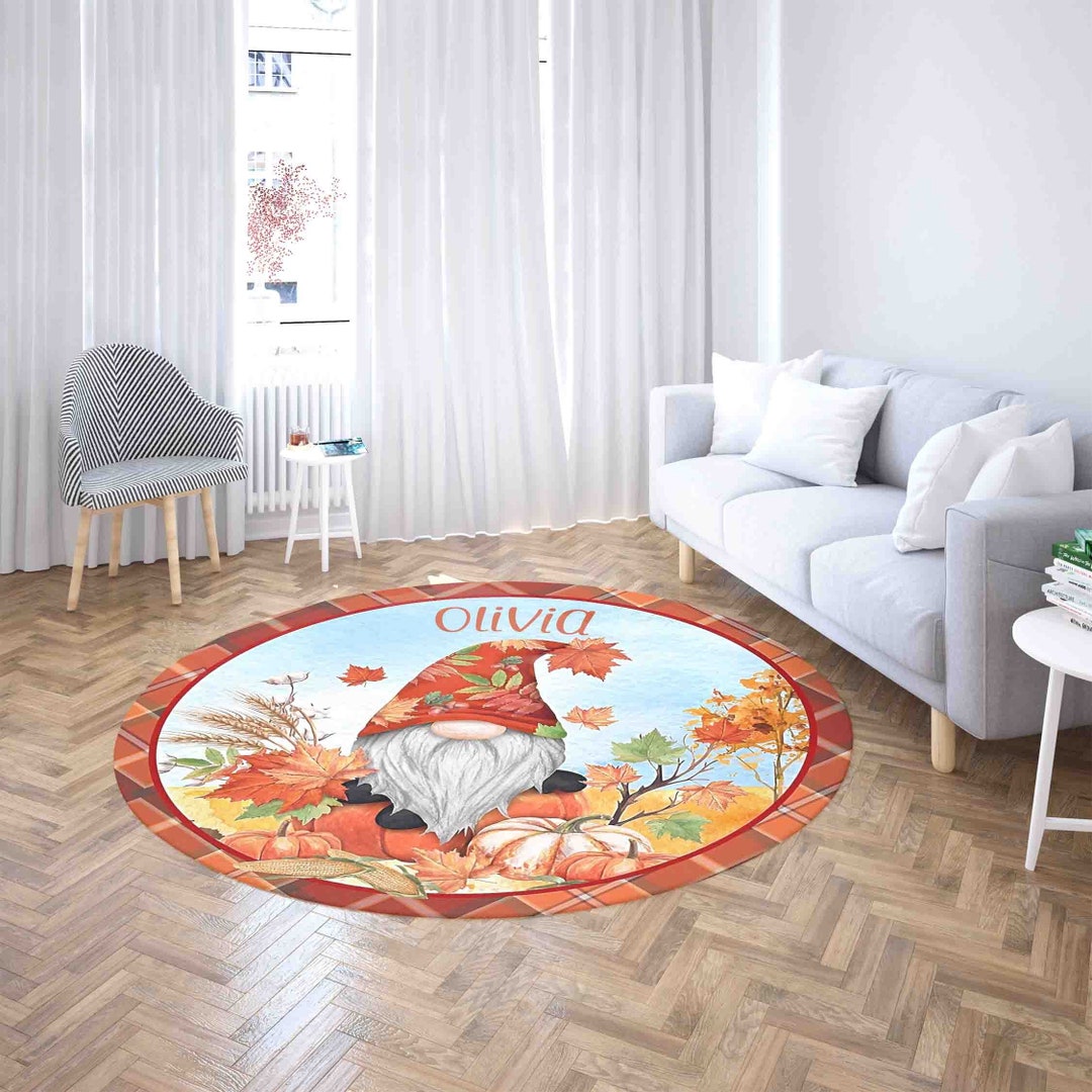 Pumpkin Gnome Round Rug, Autumn Harvest Decor, Kids Play Mat - Etsy