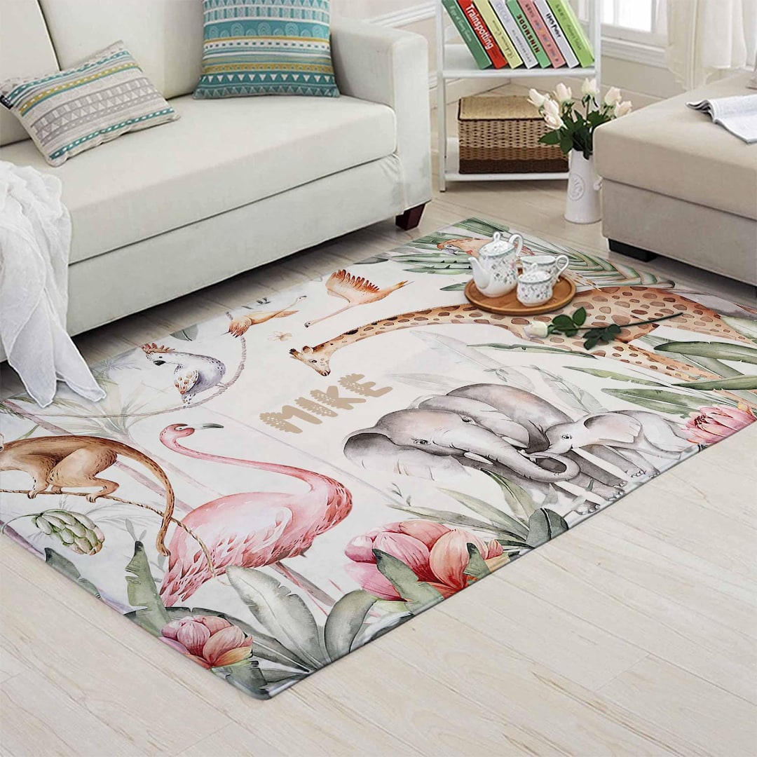 Display Animal Rug Personalized African Animals Rug, Safari Nursery Decor, Kids Play Mat ...