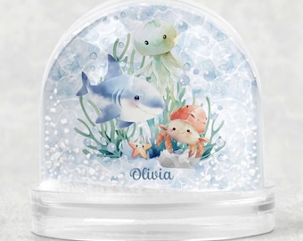 Sea Animals Snow Globe, Soft Ocean Nursery Decor for Kids Room