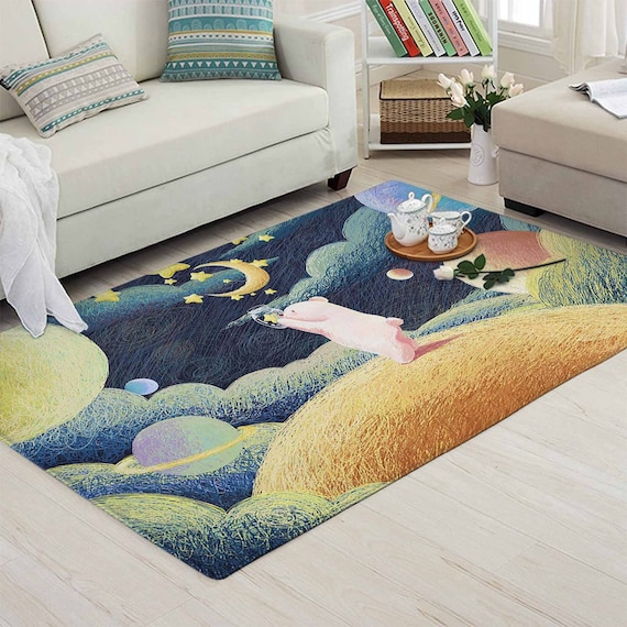 Space Planet Animal Carpet Star Moon Nursery Rug Custom Nursery