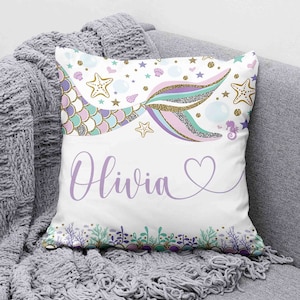 Dream Big Little Mermaid, Mermaid Cushion, Mermaid Pillow, Girls