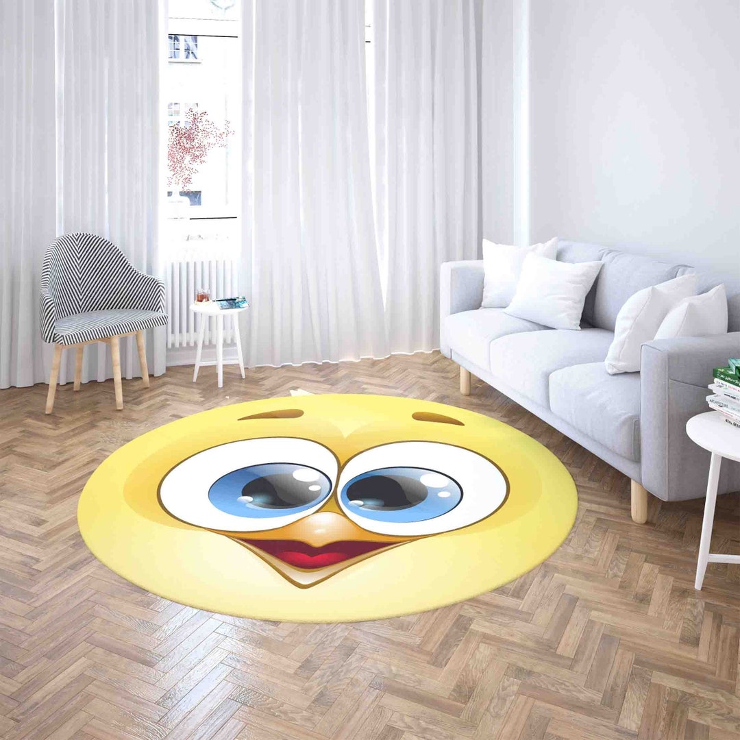 Cartoon Easter Rug Chicken Face Round Rug, Easter Chick Nursery Carpet, Funny Home Decor ...