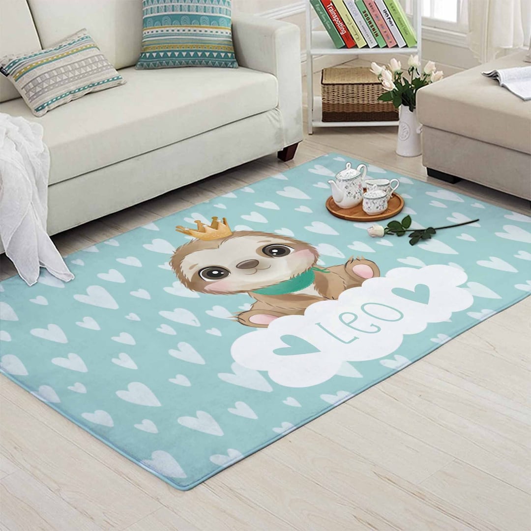 Baby Sloth Nursery Rug, Baby Safari Animal Carpet, Tropical Jungle ...