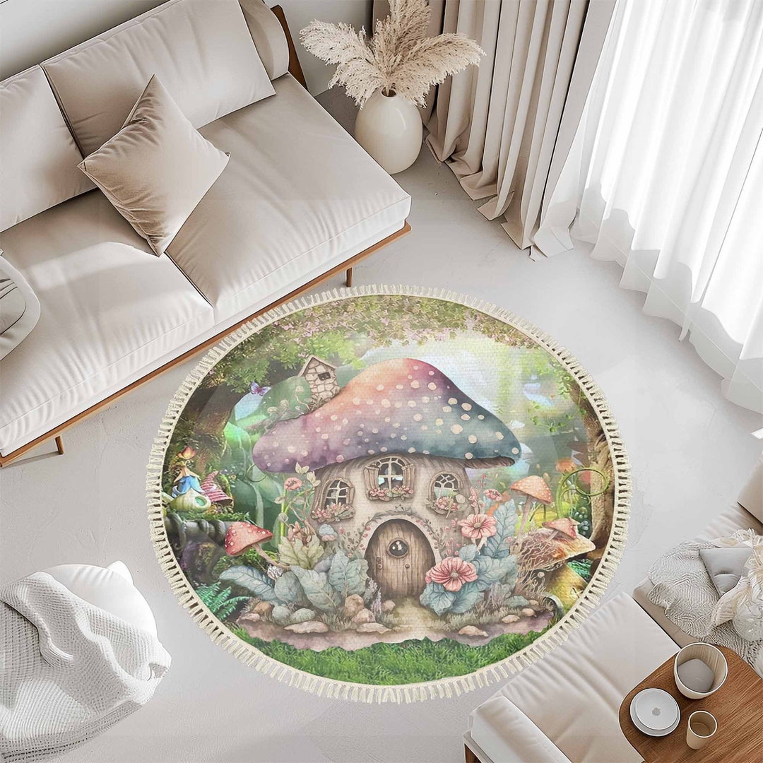Enchanted Rug Enchanted Forest Round Rug – Fantasy Mushroom Fairy Kids Playroom ...