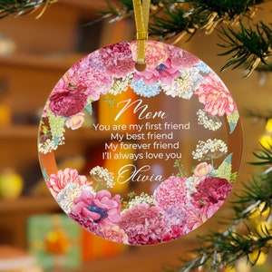 Pink Floral Ornament Mothers Day Gift from Daughter Personalized Mothers Day Gift From Son Happy Birthday Mum Thank You Mom Gift Keepsake