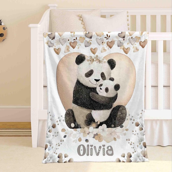 Panda Baby Blanket Forest Animals Nursery Blanket Mom and Baby