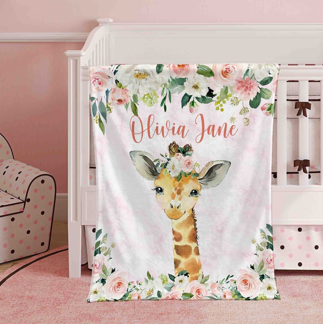 Personalized Baby Blanket - 30"x40" Soft Floral Deer Design, Custom Name, Minky & Fleece - View #6