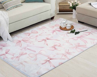Pink Bow Rug Coquette Room Decor Nursery Carpet Balletcore Kids