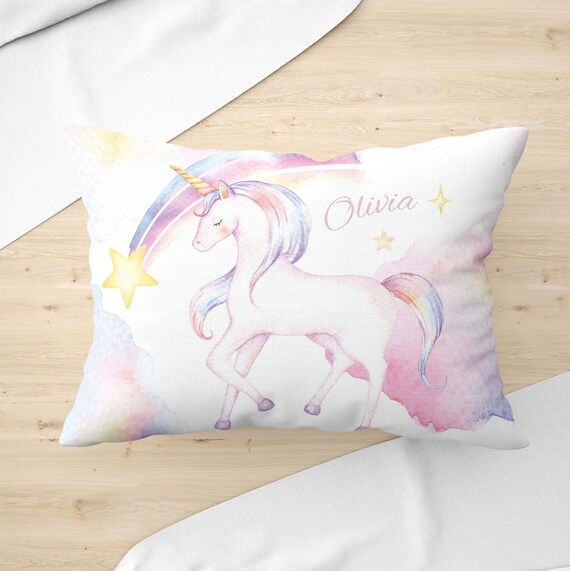 Rainbow unicorn pillow hotsell