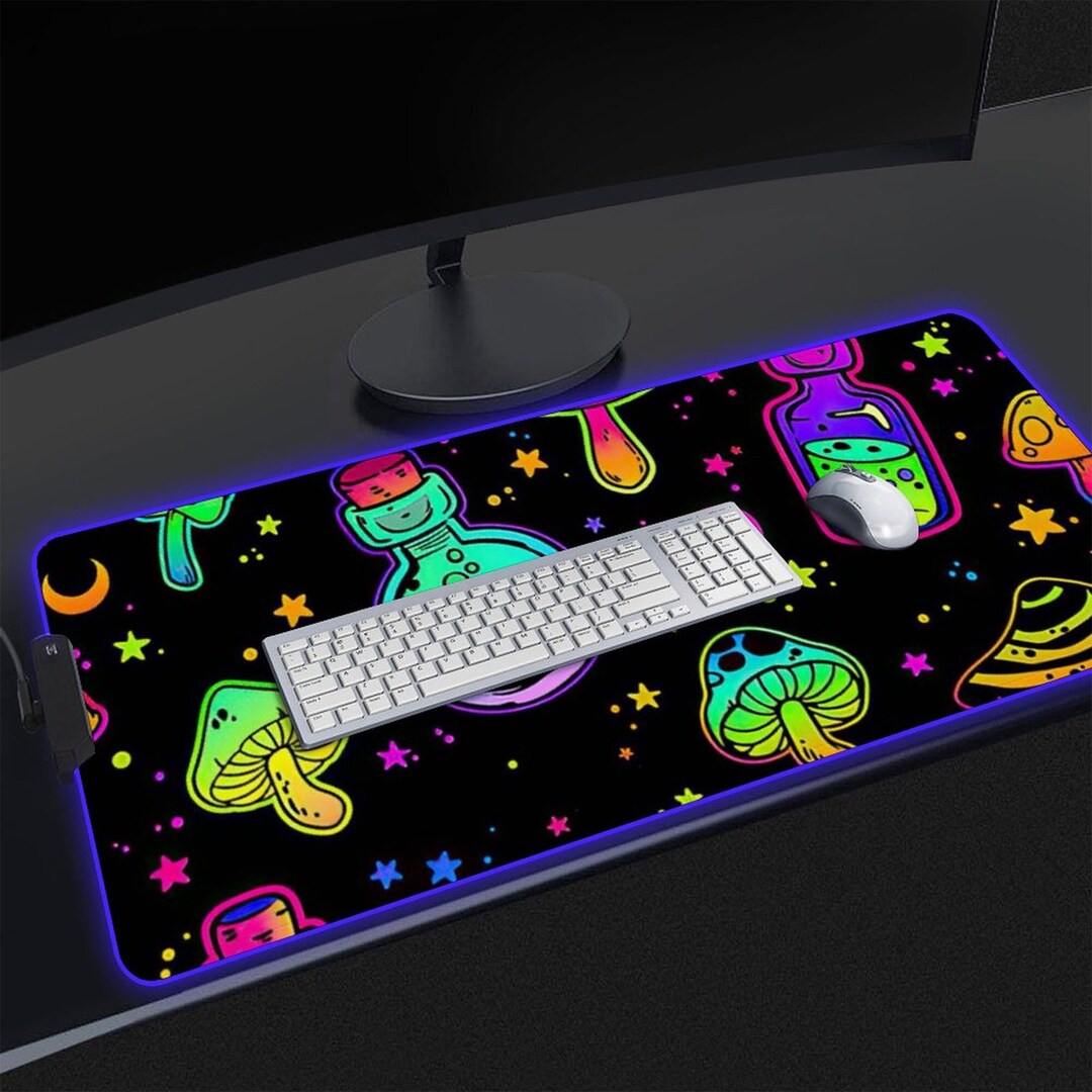 LED Mouse Pad, Light up Mouse Pad Table Mat, Cyberpunk Mouse Pad, Neon