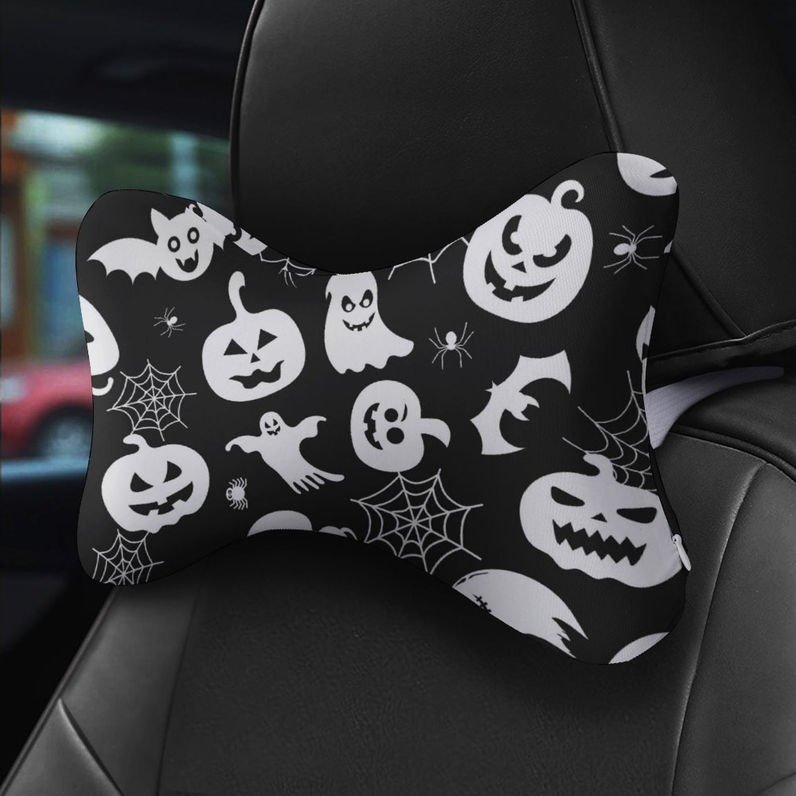 seemehappy Car Headrest Pillow for Driving,Shining Bowknot Car Pillow  Cute,Car Seat Neck Cushion, Set of 2 (Pink)