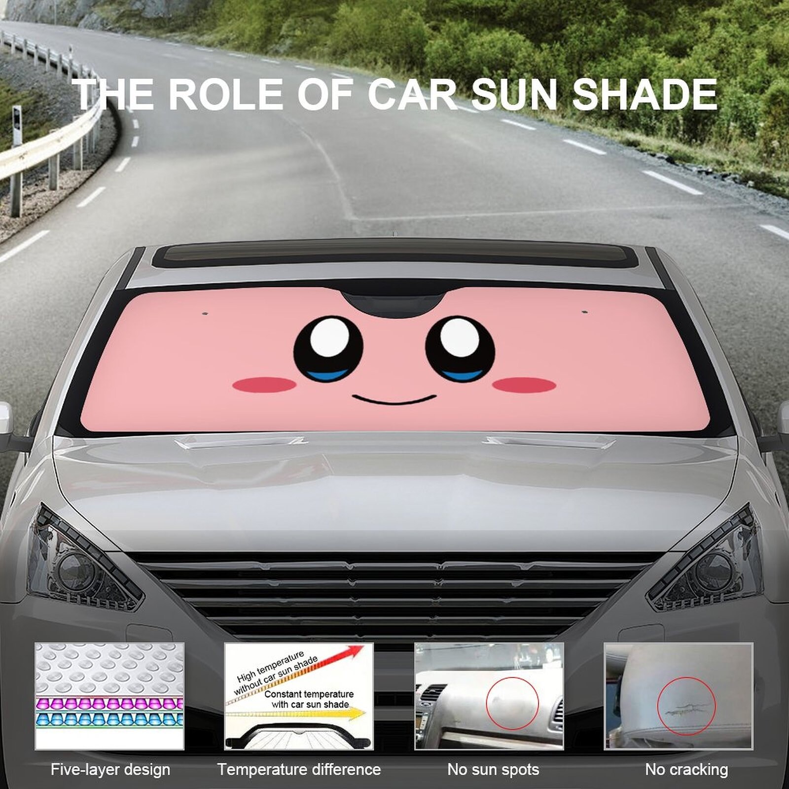 Kami cute anime eyes sunshade, windshield sunshade