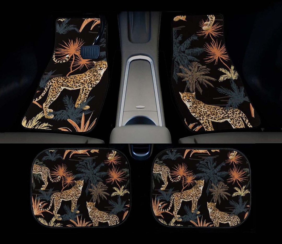 Leopard Car Mats/black and Gold Leopard Print Car Mats/ Animal Print Car Mats/cute Car Mats/car
