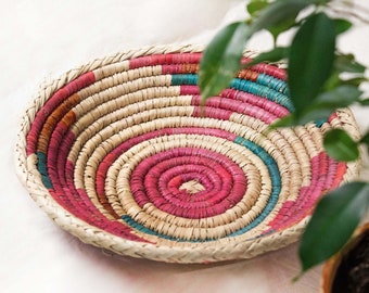 Handmade Tabletop Basket | Woven Tray Basket | Storage Organizer Basket | Decorative Vide Poche  | Boho Key Storage