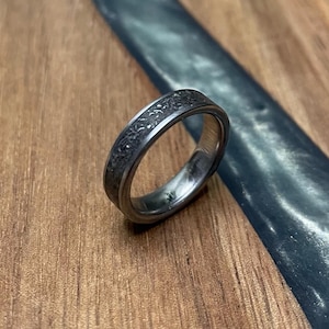 Meteorite Ring - (Steel, titanium, tungsten carbide, ceramic)  (4.5mm, 6mm, 8mm)