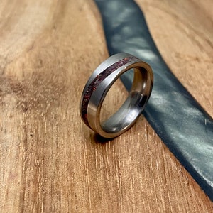Wave Inlay Garnet and Opal ring (also available with Crushed ruby)