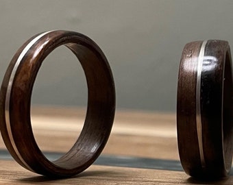 Dual Tone Handmade Wood Rings (Made to order Bentwood rings with multiple styles, wood types and inlays)