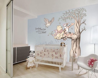 Winnie the pooh and friends on tree with Quote nursery wall decal sticker