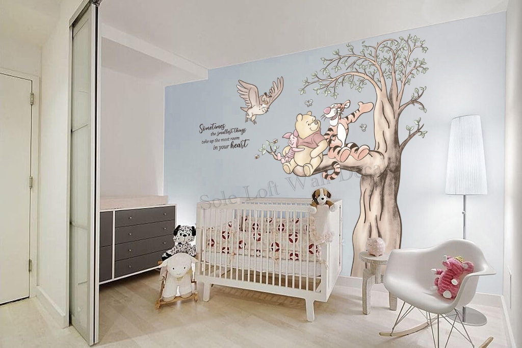 Winnie the pooh and friends on tree with Quote nursery wall decal sticker