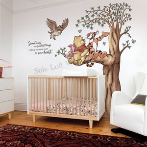 Winnie the pooh and friends on tree with Quote nursery wall decal sticker