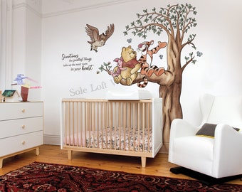 Winnie the pooh and friends on tree with Quote nursery wall decal sticker