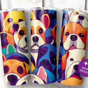 Dog Tumbler Wrap, 20oz Skinny Tumbler Sublimation designs, PNG Digital Download