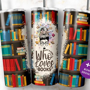 Book lover gift Tumbler Wrap PNG, 20 oz Skinny Tumbler, Book Lover Tumbler, Digital Download File, Sublimation designs, Commercial Use
