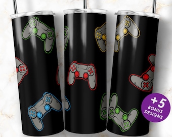 Gamer Tumbler Wrap, 20oz Skinny Tumbler Sublimation designs, PNG Digital Download