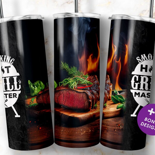 Grill Master Sublimation Tumbler Wrap Designs, 20oz Skinny Tumbler, PNG Digital Download