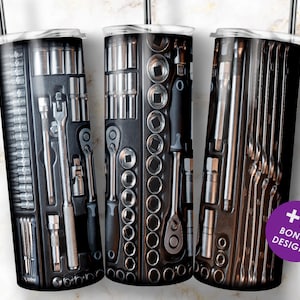 Mechanic Tumbler Wrap PNG, 20 Oz Skinny Tumbler Sublimation Design, Digital Download