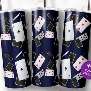 Carte da gioco, 20oz Skinny Sublimation Tumbler, Tumbler Wrap PNG, Tumbler Sublimation, Digital Download