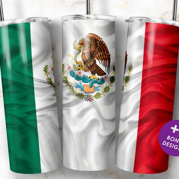 Mexican Flag Tumbler Wrap Sublimation Design, 20oz Tumblers Tumbler Wraps PNG File Digital Download