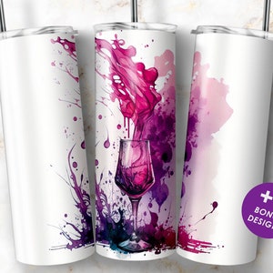 Wine Tumbler Wrap, 20oz Skinny Tumbler Sublimation designs PNG Digital Download
