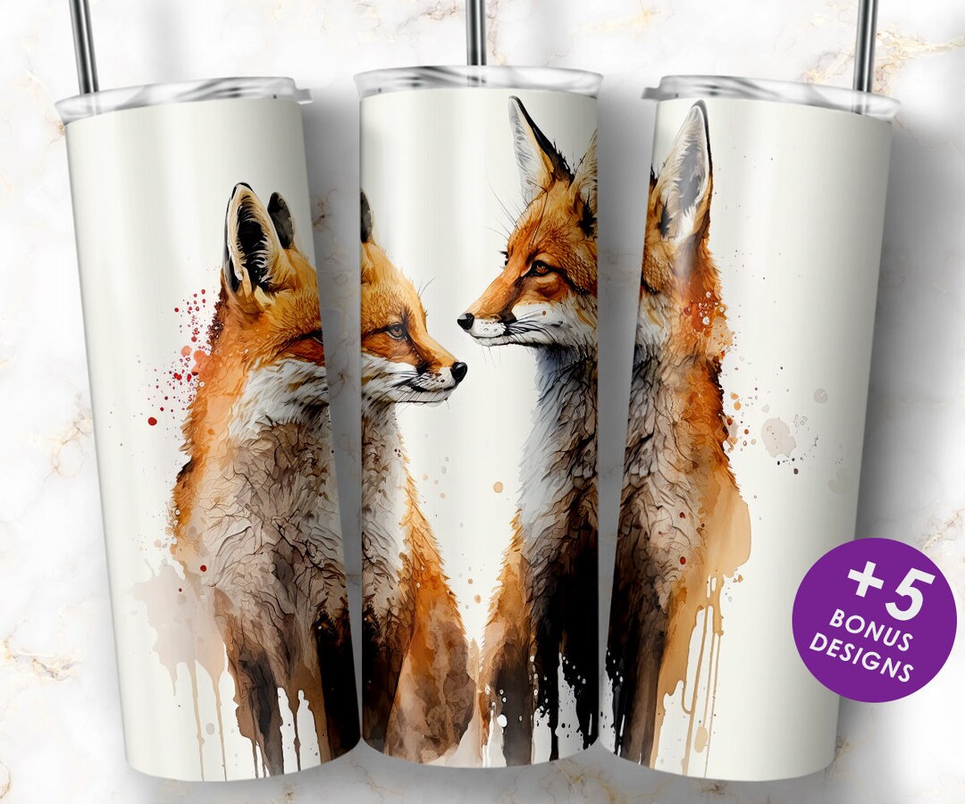 Fox Sublimation Designs for Tumbler, 20 Oz Skinny Tumbler Wrap PNG ...