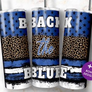 American Flag Thin Blue Line 20oz Skinny Tumbler Sublimation Designs for Straight and Tapered Tumbler, PNG Digital Download File