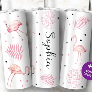 Flamingos Sublimation Tumbler Wrap Designs, 20oz Skinny Tumbler, PNG Digital Download