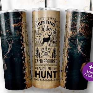 Deer Hunting Tumbler Wrap PNG, 20 oz Skinny Sublimation Tumbler, Digital Download File