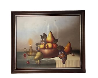 ヴィンテージ XL 原画 画家 フランク・リーン - 静物画 フルーツ