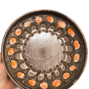 Bol Strehla Fat Lava- céramique brun orange- 1960 fait à la main- vintage milieu du siècle- Allemagne de l&#39;Ouest- Poterie est-allemande- Art déco