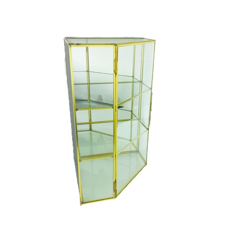 Vintage Brass and Glass Curio Display - Hollywood Regency Elegance ...