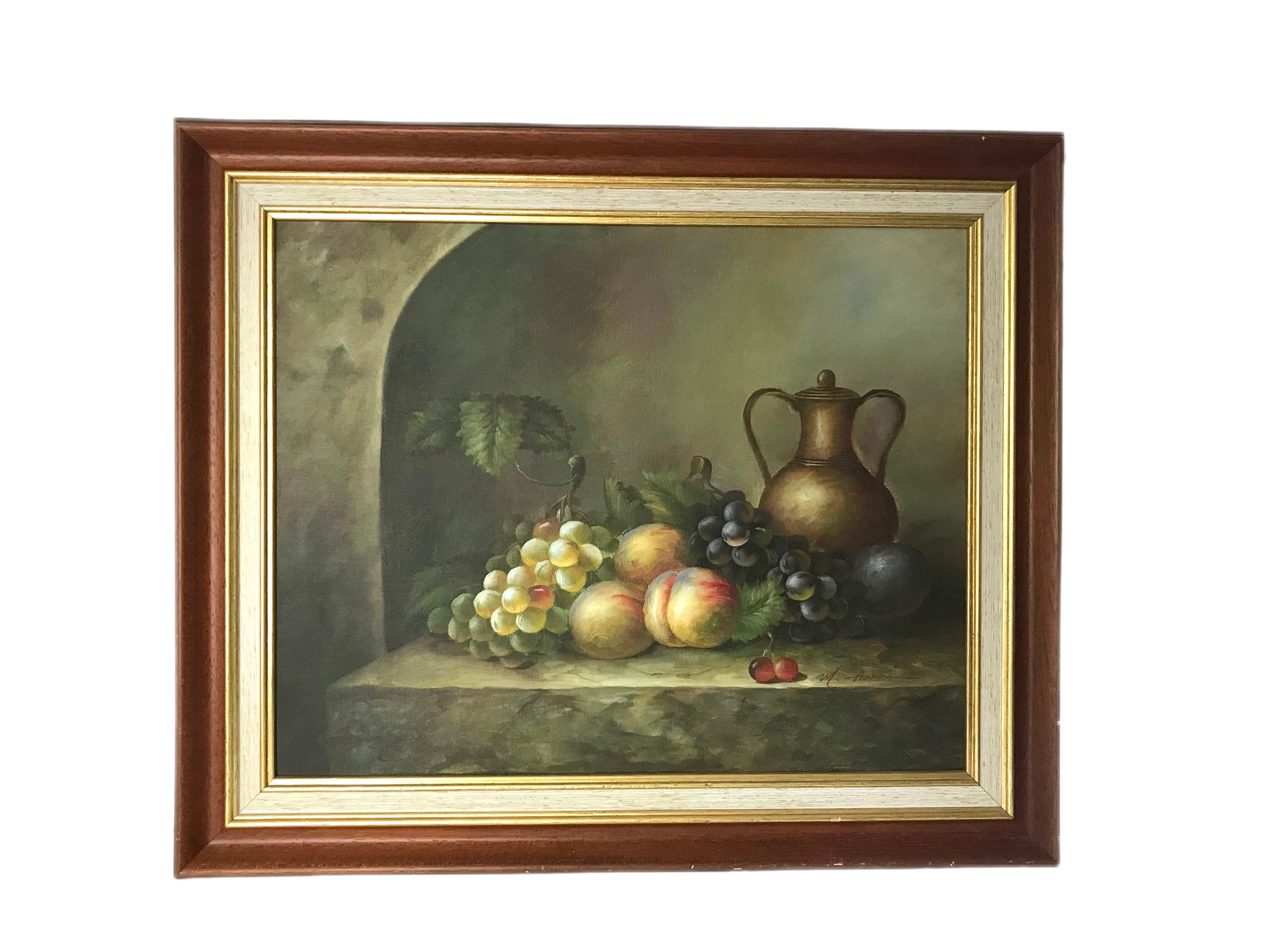 フランス アンティーク 油彩画 果物の静物画 ビンテージ アール