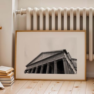 Rome Pantheon Black and White Photo: Italy Architecture Print (Digital Download)