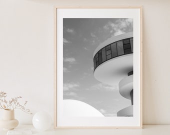 Imagen de arquitectura de edificios modernos, foto en blanco y negro, descarga digital instantánea, impresión de arte mural