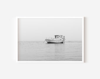 Nautical  Wall Art: Black and White Sailboat Print (Digital Download)