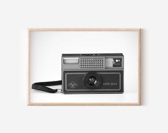 Retro Camera Print: 80s Black and White Photography (Digital Download)