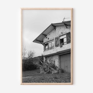 Impression de grange en noir et blanc : art mural de ferme rustique (téléchargement numérique)